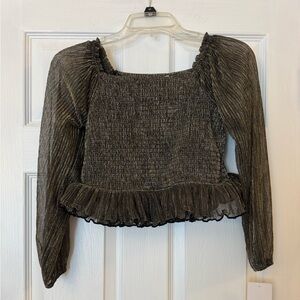Eyeshadow Girls Black/Gold Sparkly Top Size XL (16) NWT